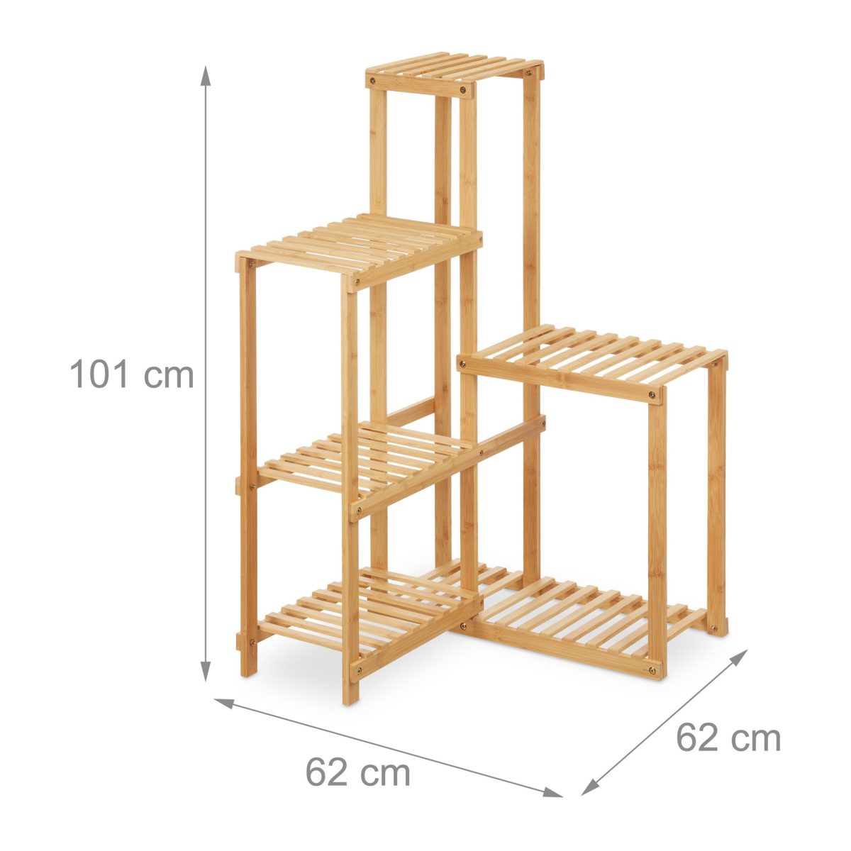 Suport de colt pentru plante, din bambus, 101 x 62 x 62 cm - imagine 4