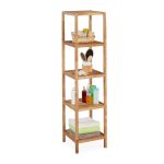 Raft universal, etajera cu 5 polite, din lemn, 145 x 36 x 36 cm, maro