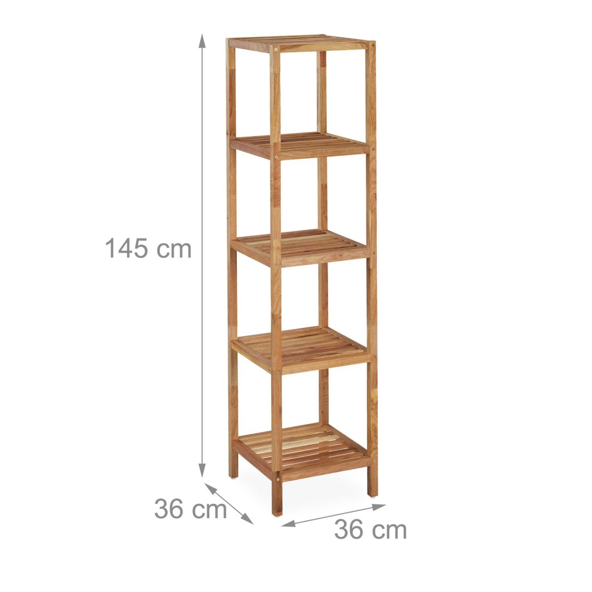 Raft universal, etajera cu 5 polite, din lemn, 145 x 36 x 36 cm, maro - imagine 4