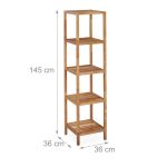 Raft universal, etajera cu 5 polite, din lemn, 145 x 36 x 36 cm, maro - imagine 4