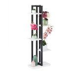 Raft pentru flori, 5 etajere, 117 x 43 x 22 cm, negru/alb