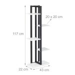 Raft pentru flori, 5 etajere, 117 x 43 x 22 cm, negru/alb - imagine 4