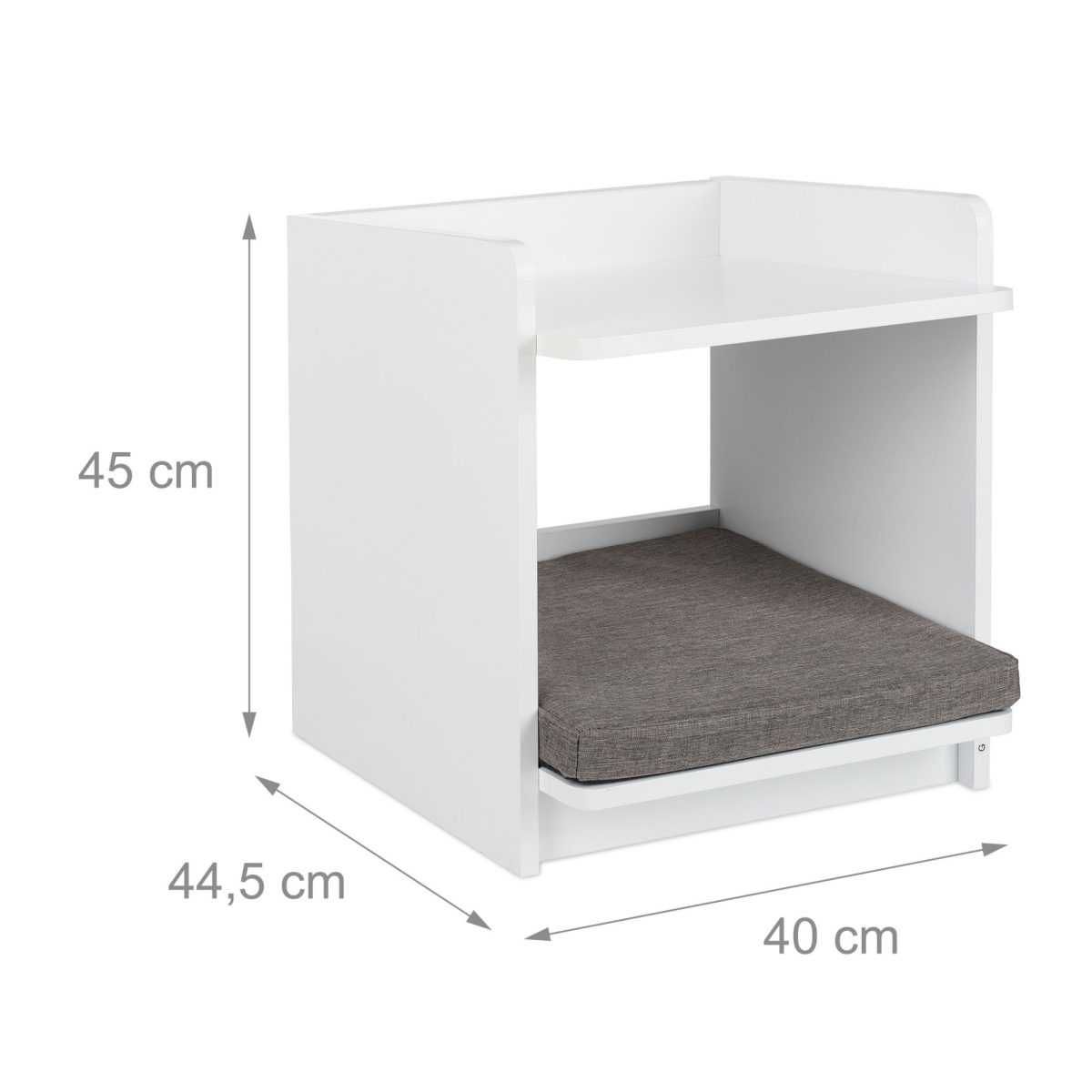 Noptiera cu pat pentru animale de companie, 45 x 40 x 44,5 cm, MDF /poliester, alb - imagine 4
