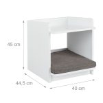 Noptiera cu pat pentru animale de companie, 45 x 40 x 44,5 cm, MDF /poliester, alb - imagine 4