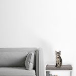 Noptiera cu pat pentru animale de companie, 45 x 40 x 44,5 cm, MDF /poliester, alb - imagine 5