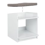 Noptiera cu pat pentru animale de companie, 45 x 40 x 44,5 cm, MDF /poliester, alb - imagine 6