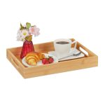 Tava servire din bambus, dimensiuni 5,5 x 40 x 30 cm, Relaxdays