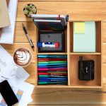 Organizator birou/bucatarie, cu 4 compartimente si maner, din bambus, 10 x 33 x 33 cm - imagine 2