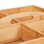Organizator birou/bucatarie, cu 4 compartimente si maner, din bambus, 10 x 33 x 33 cm - imagine 6
