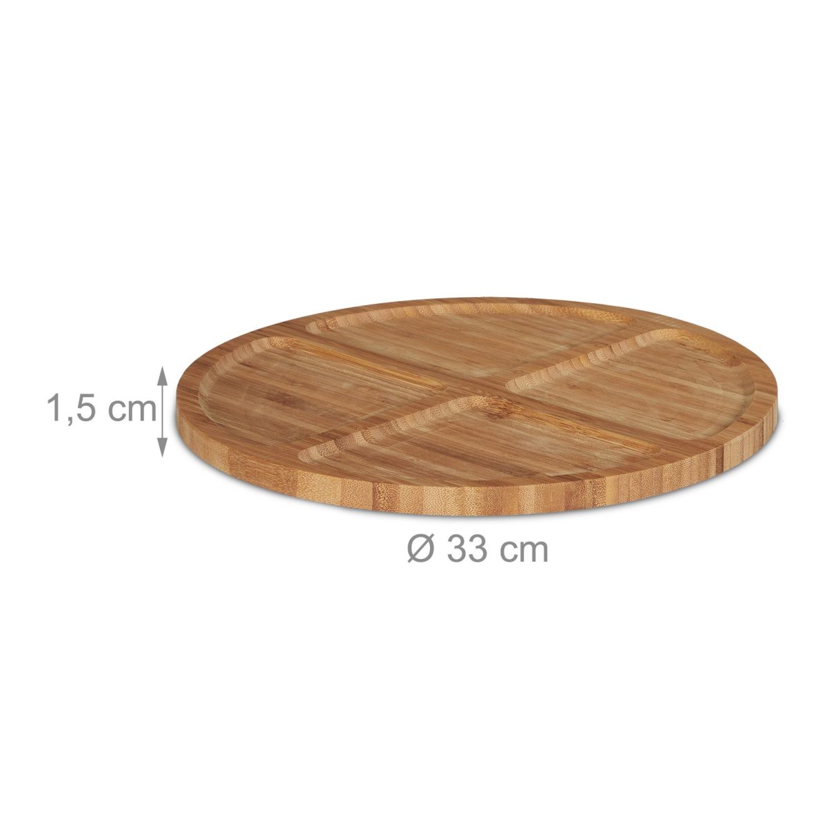 Tava sevire saratele Relaxdays, din bambus, 4 compartimente, 1.5 x 33 cm - imagine 4