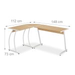 Birou de colt, lemn de stejar, 73 x 148 x 112 cm, natural-alb - imagine 4