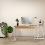 Birou de colt, lemn de stejar, 73 x 148 x 112 cm, natural-alb - imagine 5