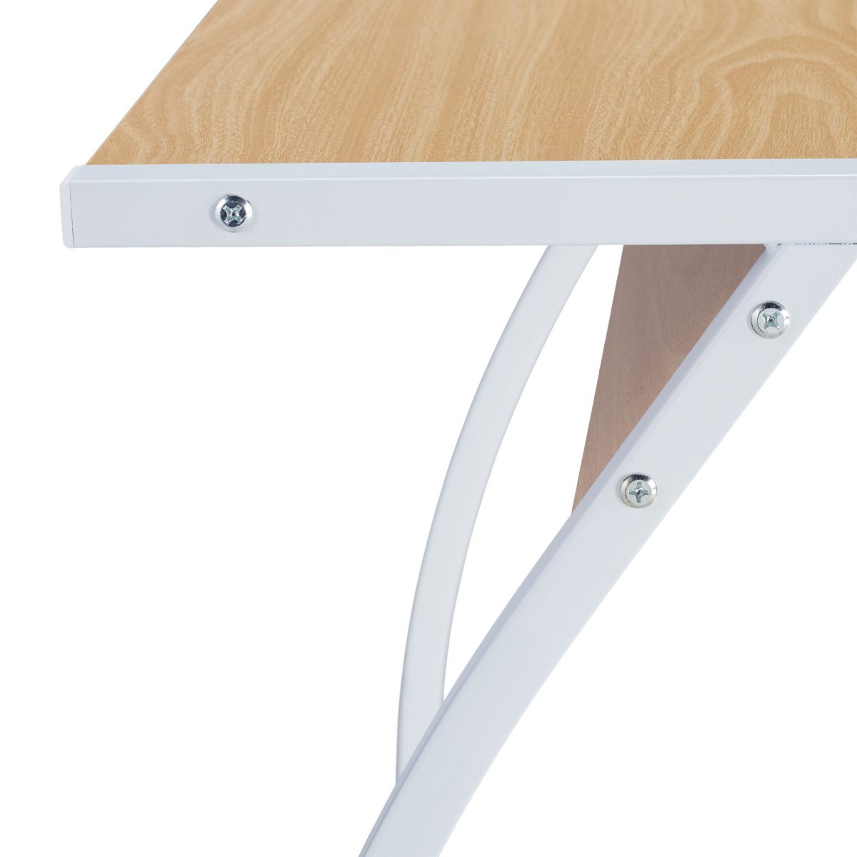 Birou de colt, lemn de stejar, 73 x 148 x 112 cm, natural-alb - imagine 7