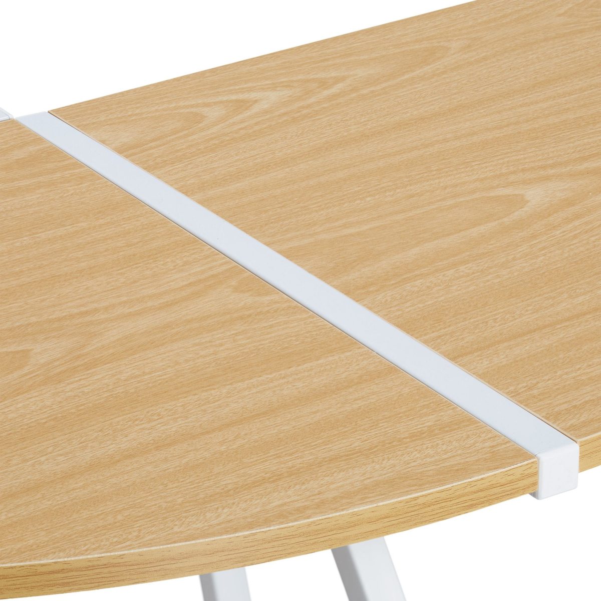 Birou de colt, lemn de stejar, 73 x 148 x 112 cm, natural-alb - imagine 8