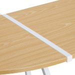 Birou de colt, lemn de stejar, 73 x 148 x 112 cm, natural-alb - imagine 8