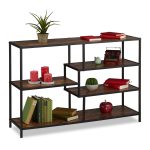 Raft cu 6 polite, stil industrial, 79 x 115 x 33 cm, MDF, maro