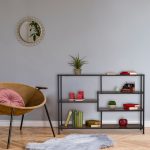 Raft cu 6 polite, stil industrial, 79 x 115 x 33 cm, MDF, maro - imagine 2
