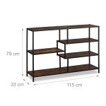 Raft cu 6 polite, stil industrial, 79 x 115 x 33 cm, MDF, maro - imagine 4