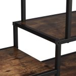 Raft cu 6 polite, stil industrial, 79 x 115 x 33 cm, MDF, maro - imagine 6