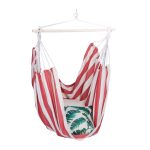 Hamac suspendat din bumbac, sarcina maxima 150 kg, interior/exterior, 150 x 100 x 40 cm, alb/rosu
