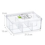 Cutie de ceai transparenta, cu 6 compartimente, 9 x 21,5 x 15 cm - imagine 4