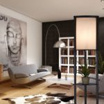 Lampa de podea, cu 3 rafturi pentru depozitare, E27, 60W, poliester, negru/ gri - imagine 3