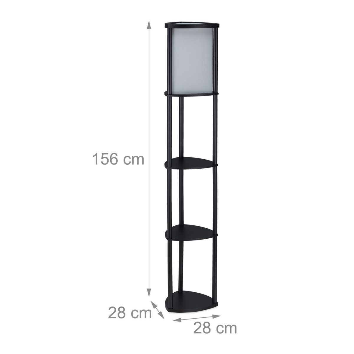Lampa de podea, cu 3 rafturi pentru depozitare, E27, 60W, poliester, negru/ gri - imagine 4