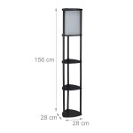 Lampa de podea, cu 3 rafturi pentru depozitare, E27, 60W, poliester, negru/ gri - imagine 4