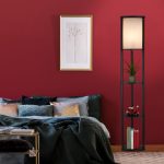 Lampa de podea, cu 3 rafturi pentru depozitare, E27, 60W, poliester, negru/ gri - imagine 5