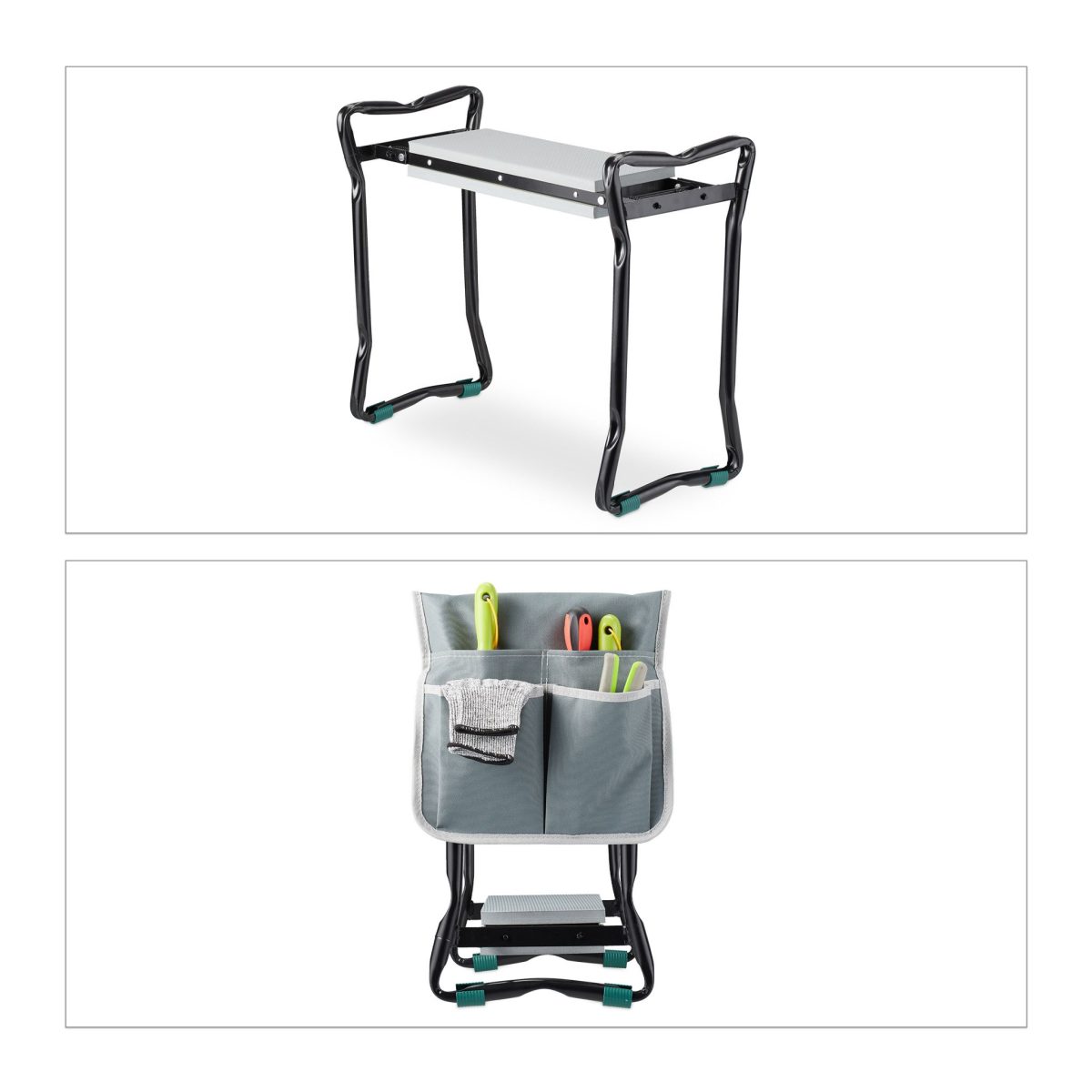 Scaun gradinarit cu pernuta de genunchi, max. 150 kg, gri - imagine 6