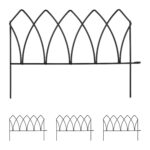 Pachet 4 buc bordura gardulet decorativ, din metal, pentru gazon sau flori, 29,5 x 43,5 x 2 cm, negru
