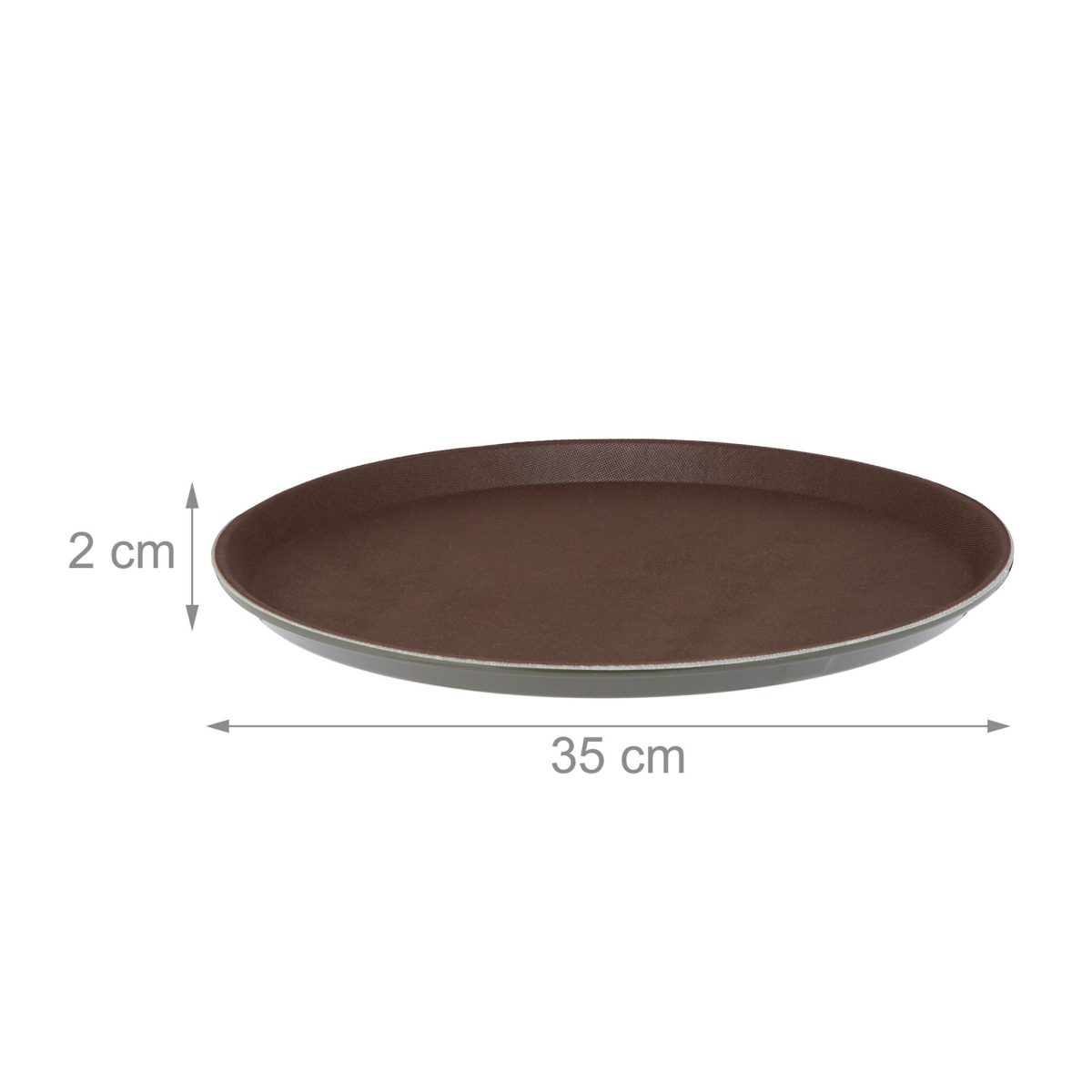 Tava servire rotunda, cu suprafata cauciuc anti-alunecare, plastic, 2 x 35 cm, maro - imagine 4