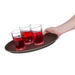 Tava servire rotunda, cu suprafata cauciuc anti-alunecare, plastic, 2 x 35 cm, maro - imagine 2