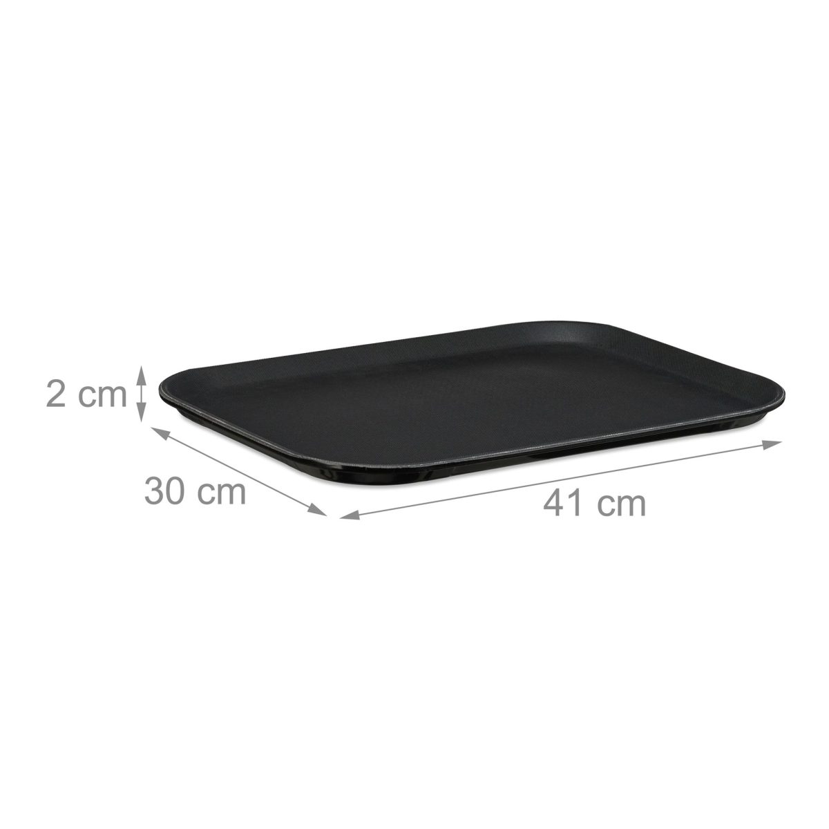 Tava servire dreptunghilara, cu suprafata cauciuc anti-alunecare, 2 x 41 x 30 cm, negru - imagine 4