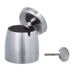 Scrumiera din otel inoxidabil cu capac, rezistenta la vant, moderna, gri, 9 x 7,5 cm - imagine 6