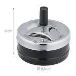 Scrumiera metalica, cu buton si disc rotativ, 9 x 9,5 cm, negru/gri - imagine 4
