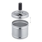 Scrumiera metalica, cu buton si disc rotativ, 11,5 x 8 cm, gri - imagine 6