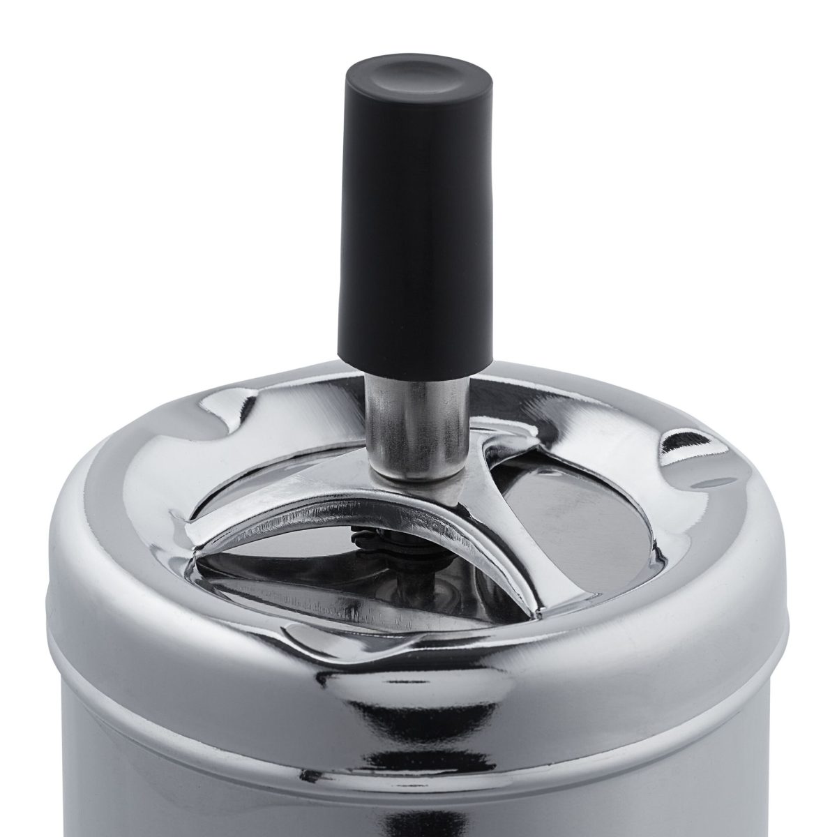 Scrumiera metalica, cu buton si disc rotativ, 11,5 x 8 cm, gri - imagine 7