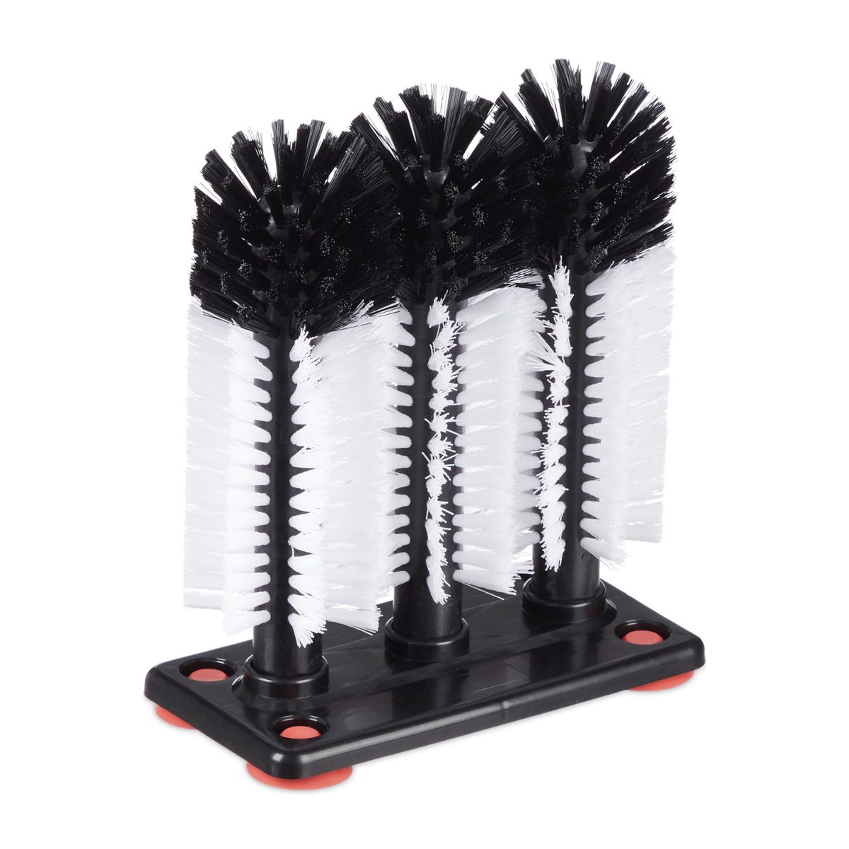 Set 3 perii pentru spalat sticle si pahare, cu 4 ventuze pentru fixare, alb/negru, 22 x 18,5 x 10 cm - imagine 2