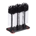 Set 3 perii pentru spalat sticle si pahare, cu 4 ventuze pentru fixare, alb/negru, 22 x 18,5 x 10 cm - imagine 2