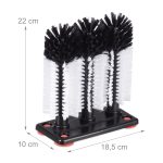 Set 3 perii pentru spalat sticle si pahare, cu 4 ventuze pentru fixare, alb/negru, 22 x 18,5 x 10 cm - imagine 4