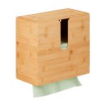 Suport prosoape de hartie, cu capac, din bambus, 26 x 27 x 13 cm, maro