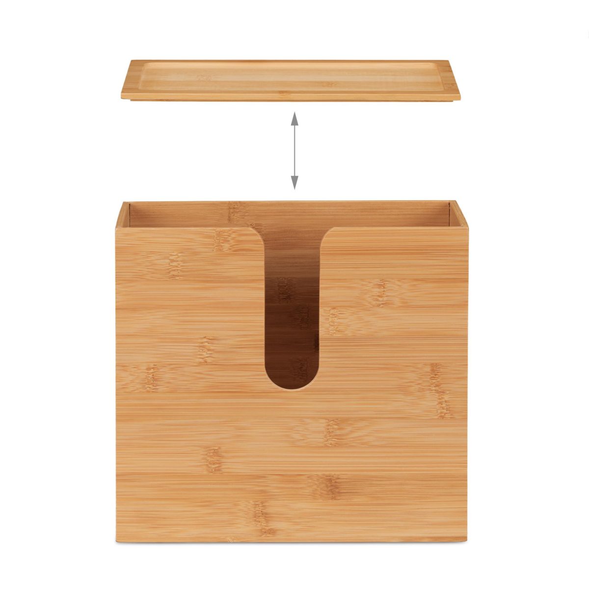 Suport prosoape de hartie, cu capac, din bambus, 26 x 27 x 13 cm, maro - imagine 6