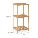 Raft de depozitare din bambus, 3 niveluri, multifunctional, la intrare, baie, camera de zi, balcon, bucatarie - imagine 4