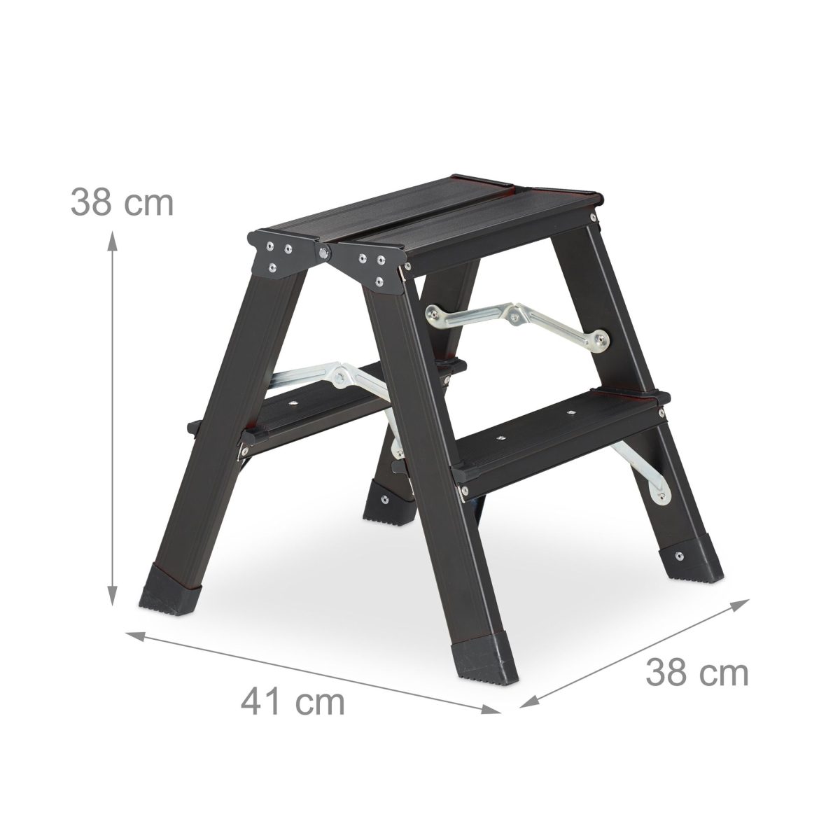 Scara pliabila ultralight, 2 trepte, platforma, max 120 kg, aluminiu, 39 x 38 x 40 cm - imagine 4