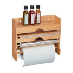Suport rola de hartie, folie de aluminiu si folie alimentara, taietor integrat,din bambus