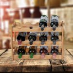 Suport sticle de vin, din bambus, natur, 12 sticle, 30 x 45 x 23,5 cm, Relaxdays - imagine 2