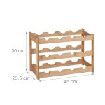 Suport sticle de vin, din bambus, natur, 12 sticle, 30 x 45 x 23,5 cm, Relaxdays - imagine 4