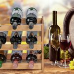 Suport sticle de vin, din bambus, natur, 12 sticle, 30 x 45 x 23,5 cm, Relaxdays - imagine 5