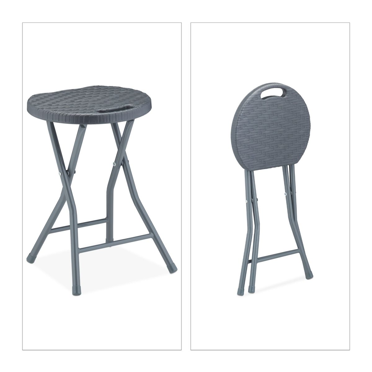 Set 2 scaune pliabile, din ratan, cardu metalic, pentru gradina, camping, terasa, 46 x 32 x 29 cm - imagine 5
